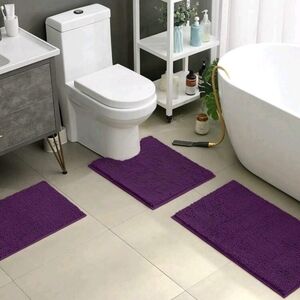 3 piece purple bath mat set.